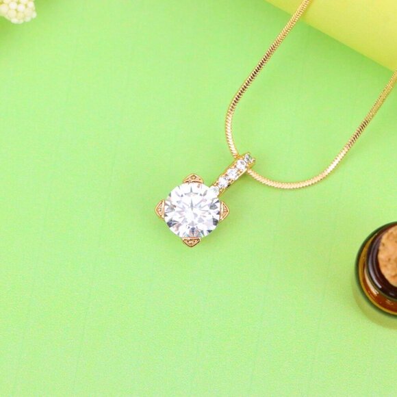 "Elegant White Solitaire Pendant with Sparkling Bail Accent, XPPT1715 - Picture 4 of 13